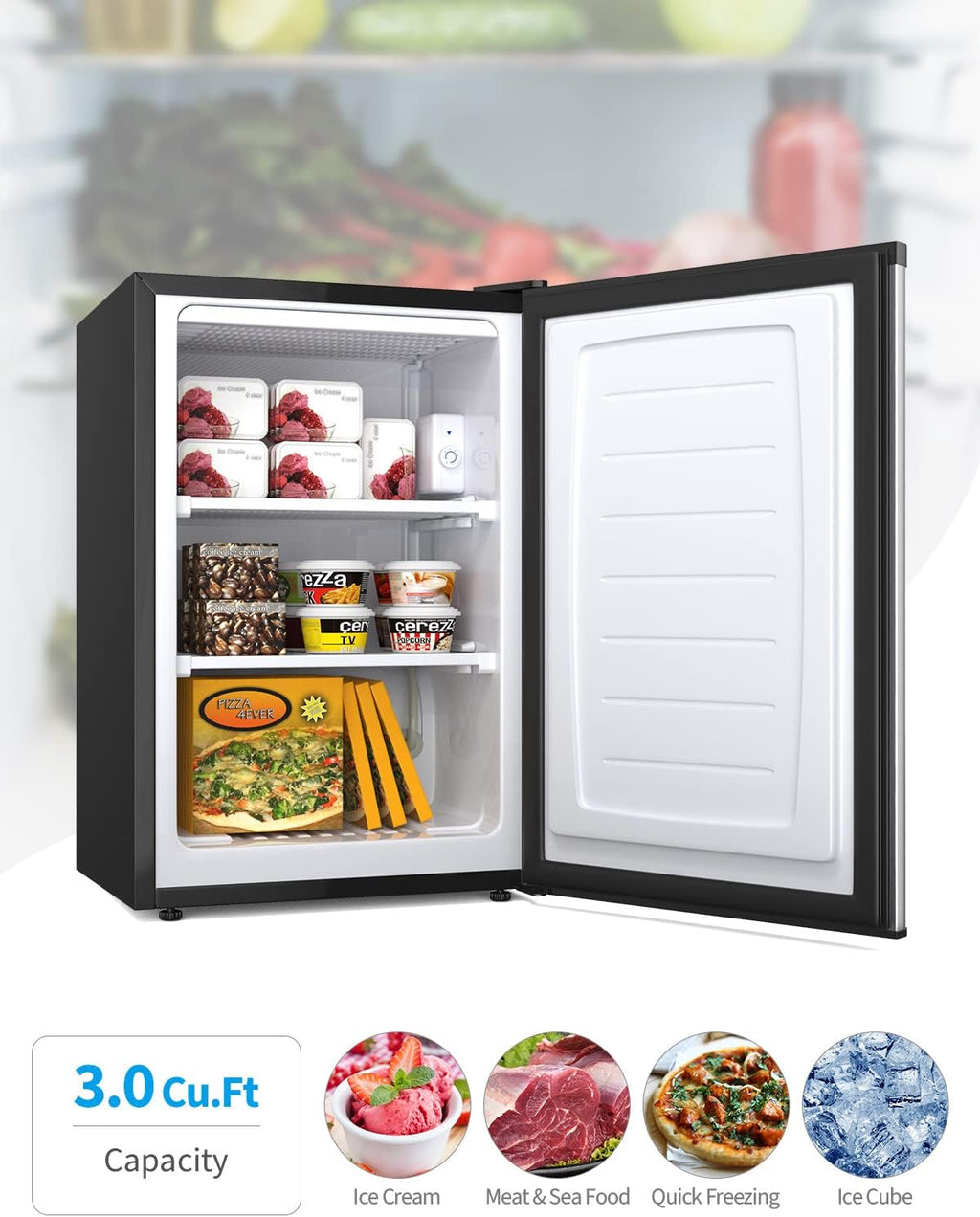 NAFORT Compact Upright Freezer 3.0 Cu. Ft. Stainless Steel Single Door F703