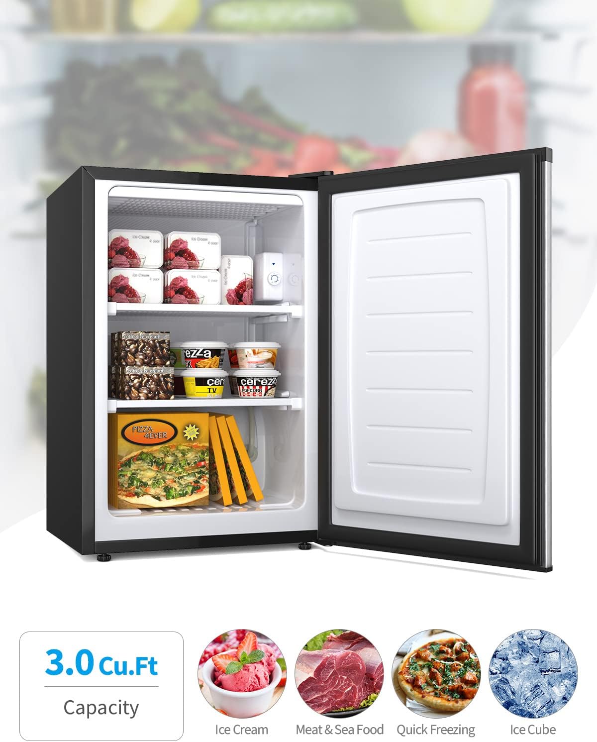 NAFORT Compact Upright Freezer 3.0 Cu. Ft. Stainless Steel Single Door F703