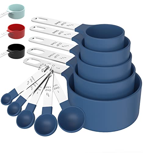 TILUCK Measuring Cups & Spoons Set, Stackable Cups and Spoons, Nesting Measure Cups with Stainless Steel Handle, Kitchen Gadgets for Cooking & Baking