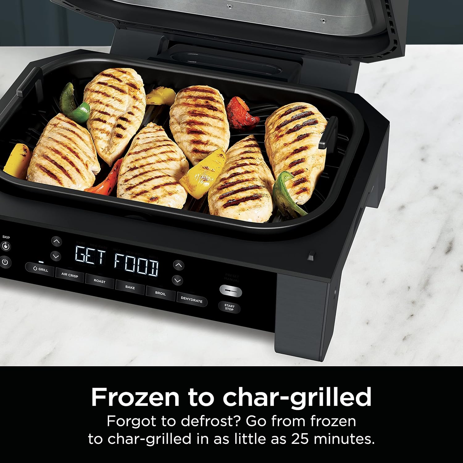 Ninja DG551 Foodi Smart XL 6-in-1 Indoor Grill with Air Fry, Black/Silver D989