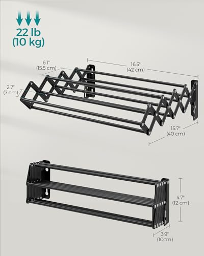 SONGMICS Wall-Mounted Clothes Drying Rack, Accordion Laundry Rack, Steel I16602