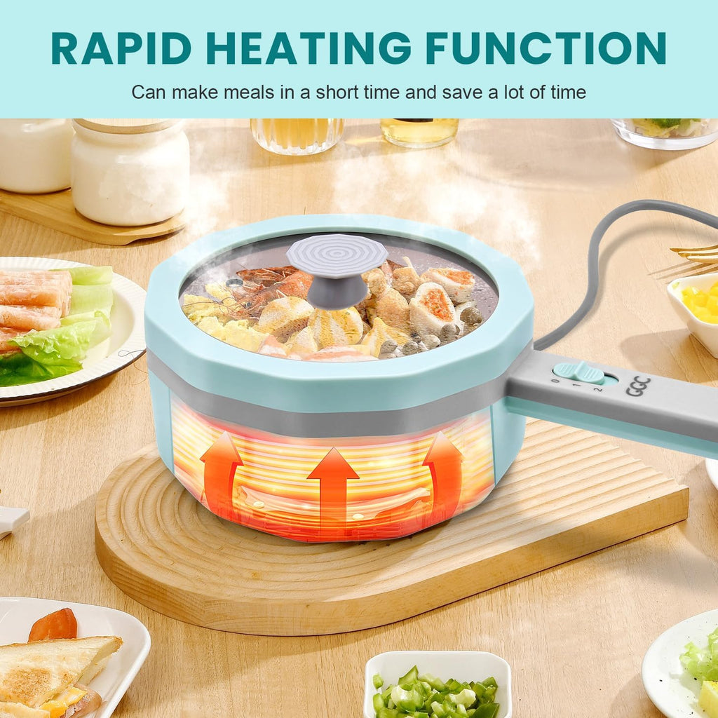 GGC Electric Hot Pot with Steamer, 1.5L Non-stick Cooker O529961