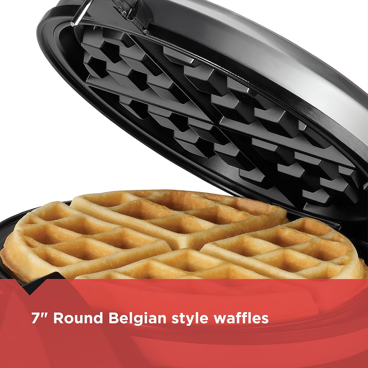 BLACK+DECKER Flip Waffle Maker, 7" Round Belgian Waffles R448