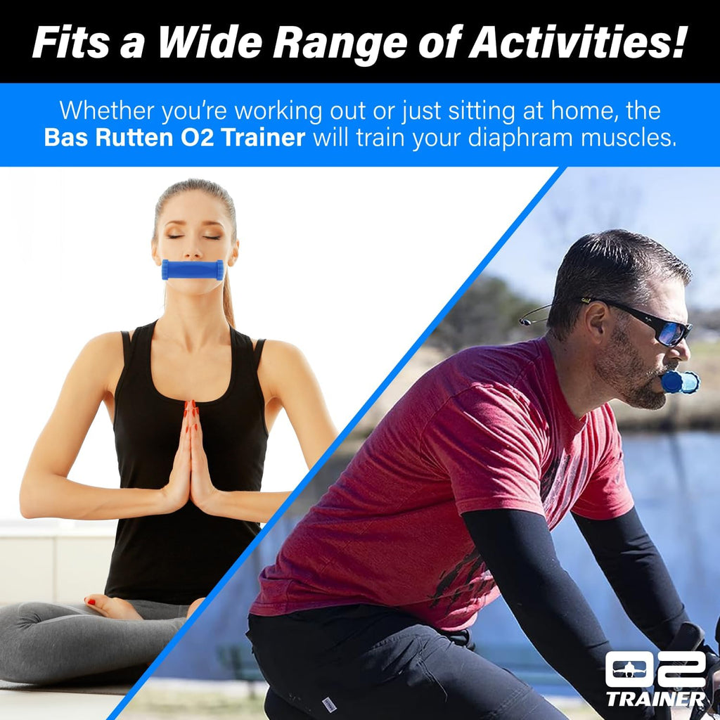 Bas Rutten O2 Inspiratory Muscle Training Device for Diaphragmatic Breathing, Portable, Blue Y16261