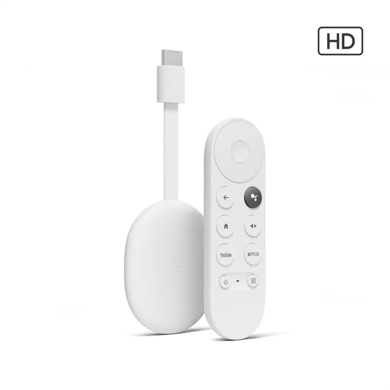 Chromecast with Google TV (HD) Streaming Stick, 1080p, Snow + Accessories P119163