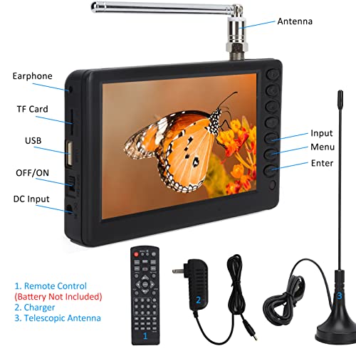 Yoidesu 5 inch Portable TV, ATSC HD TFT LED Pocket Digital Television with Remote Control H41862