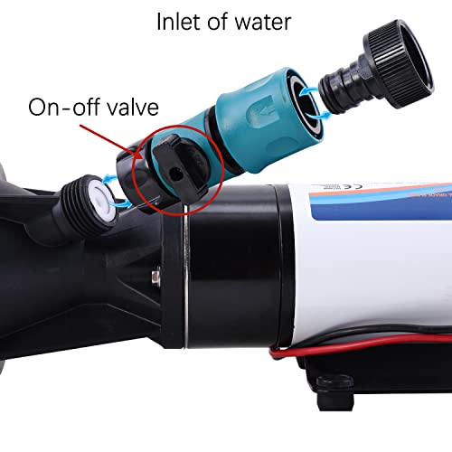 AUHO 12V RV Portable Macerator Pump with Exit Hose and Flushing Water Inlet L420