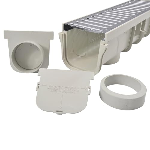 NDS 864GMTL 5-Inch Pro Channel Drain Kit with Metal Grate, Gray E645031