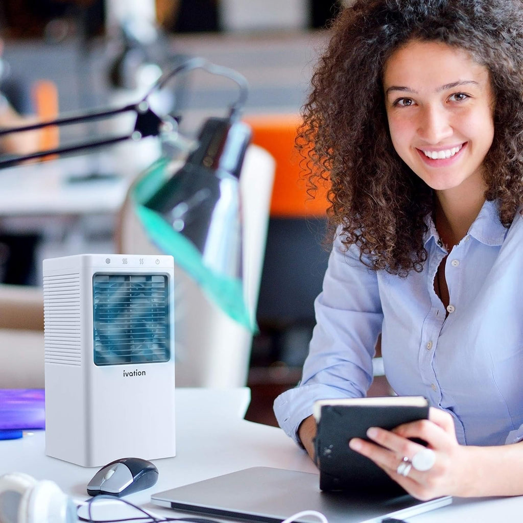 Ivation Personal Mini Air Cooler, Portable USB Desktop Evaporative Fan Humidifier I7239