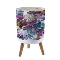 Small Trash Can with Lid for Bathroom Kitchen Office Diaper Nature flowers leaves seamless Realistic photo collage clip art Layer Bedroom Garbage Trash Bin Dog Proof Waste Basket Cute Decorative