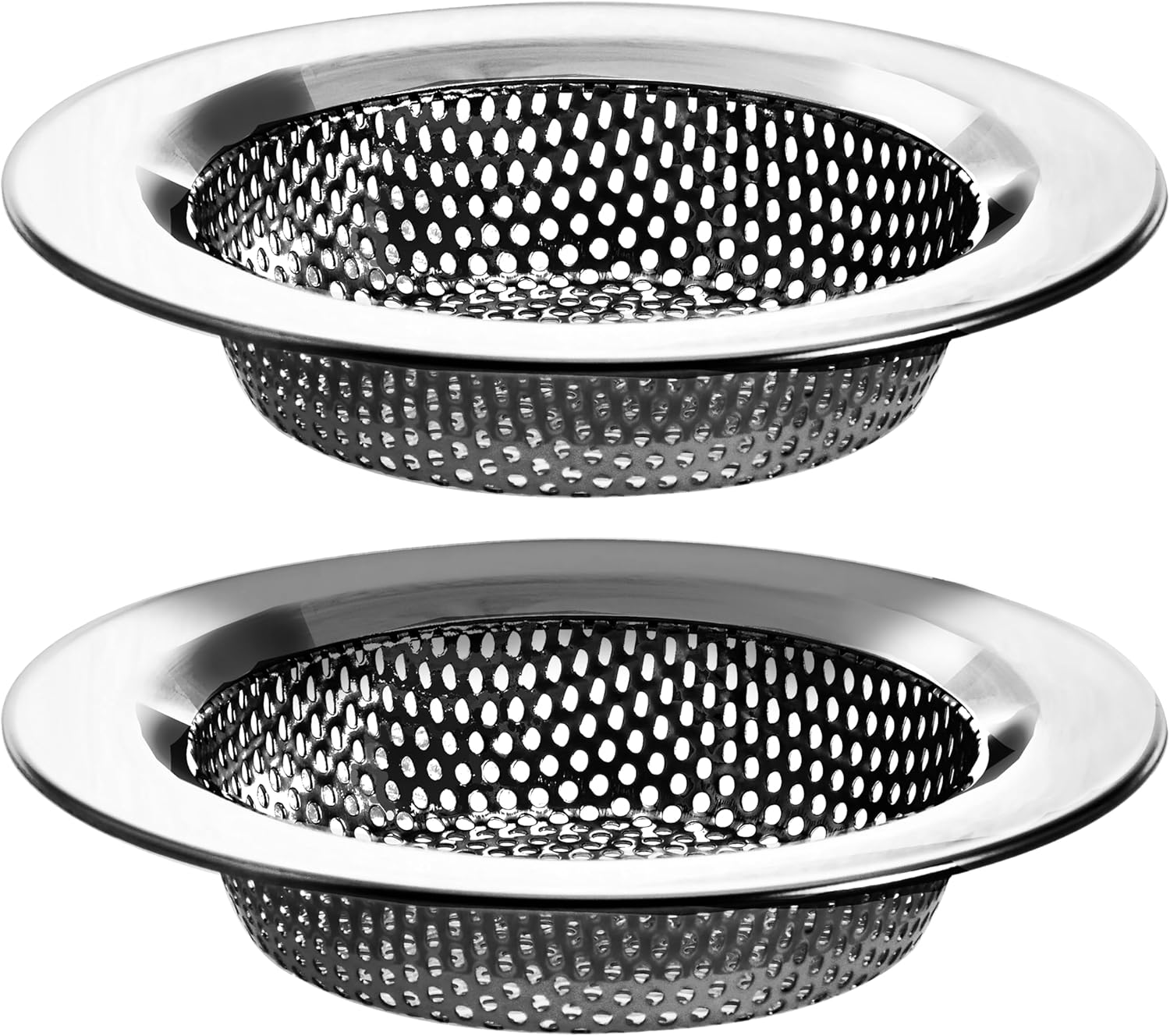 2 Pack - 4.5" Top / 3" Basket - Kitchen Sink Drain Strainer Large Basket Food Catcher. Stainless Steel