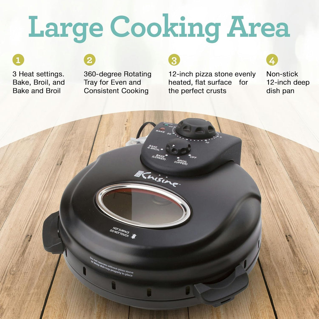 Euro Cuisine PM600 12" Rotating Pizza Maker with Stone & Baking Pan M25085