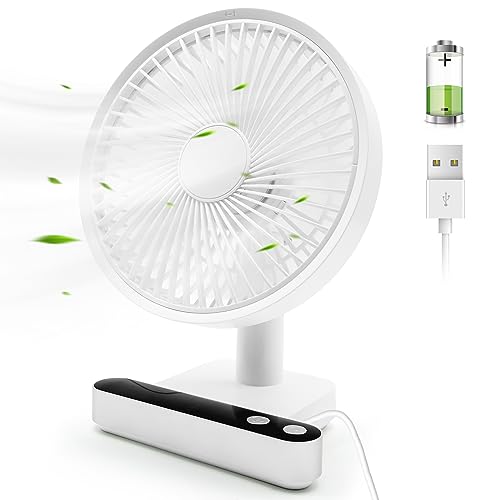 WIXBOSHU Oscillating Desk Fan,Rechargeable Portable Desk Fan, Small Desk Fan,4 Speeds Wind Quiet Fan Personal Fan,Small Fan for Desk,Usb Desk Fan for Outdoor,Home,Office,Bedroom