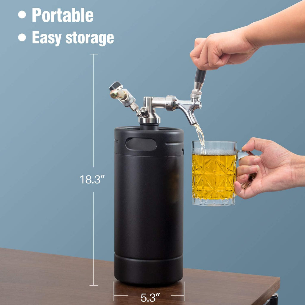 TMCRAFT 128oz Stainless Steel Pressurized Growler Tap System with Cooler Jacket X279285