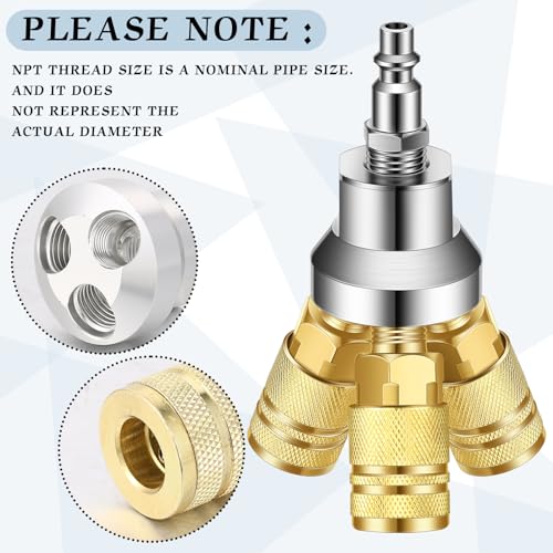 Gisafai 3 Way Air Manifold Air Hose Splitter with 3 Steel Couplers and 1/4" NPT Plug D745659