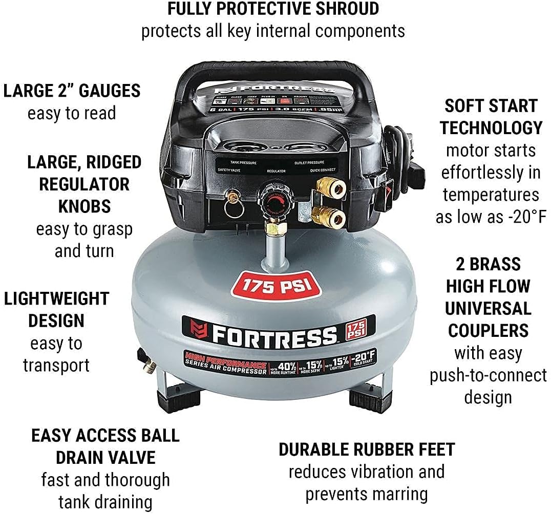 Fortress 6 Gallon 175 PSI Air Compressor Z6912