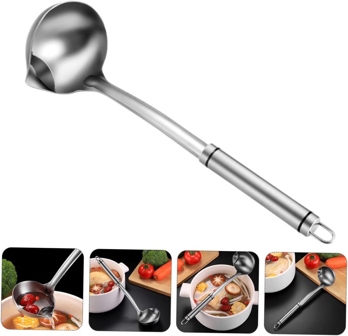 304 Stainless Steel Oil Filter Spoon Kitchen Strainer Ladle Q9255