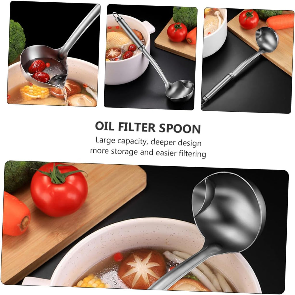 304 Stainless Steel Oil Filter Spoon Kitchen Strainer Ladle Q9255