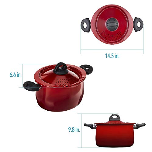 Bialetti Oval Aluminum Pasta Pot with Strainer Lid Y2760