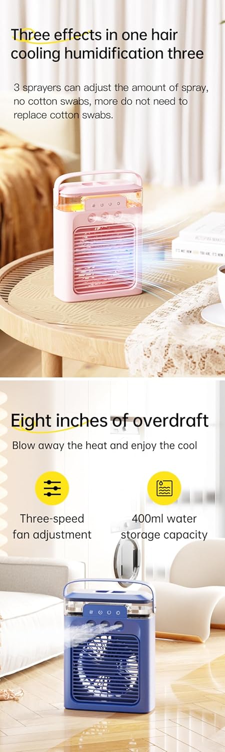 Mini Air Cooler Portable Evaporative Desktop Fan for Home Office Camping Car White V353