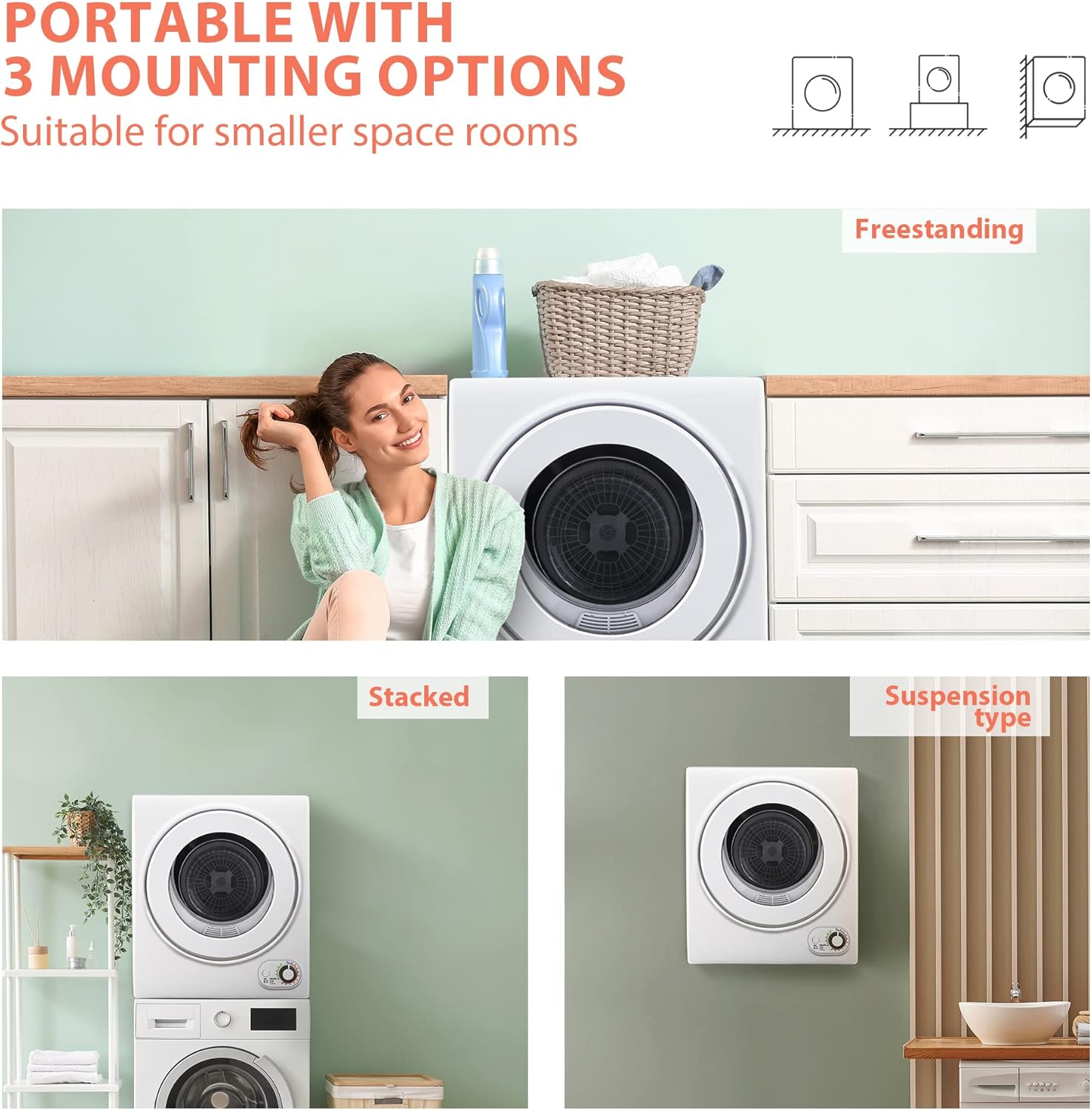 WM001 Tymyp Portable Washer & Euhomy 850W Compact Laundry Dryer Bundle K693