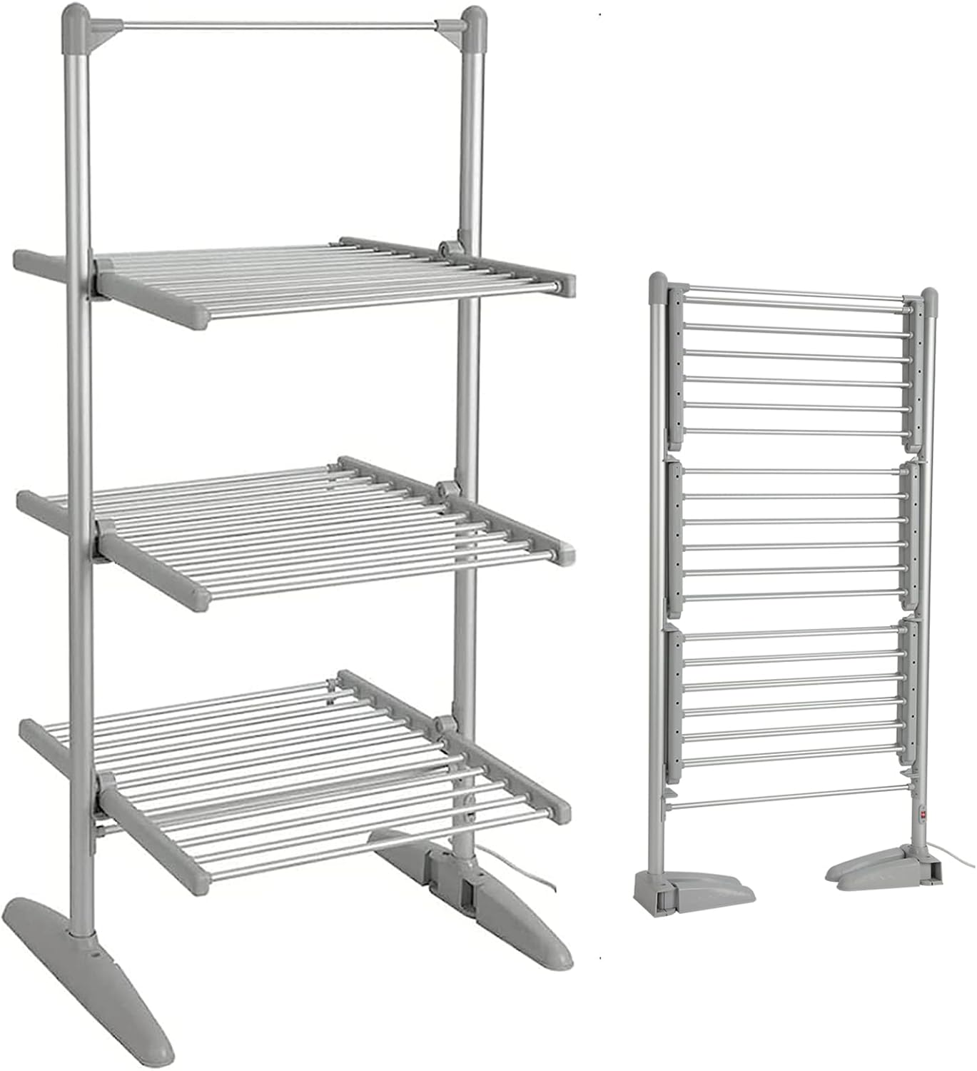 Heated Drying Rack Folding Electric Clothes Drying Rack Collapsible Laundry Drying Rack Free-Standing Heating Garment Dryer Towel Rail Space Saving for Home Indoor Outdoor