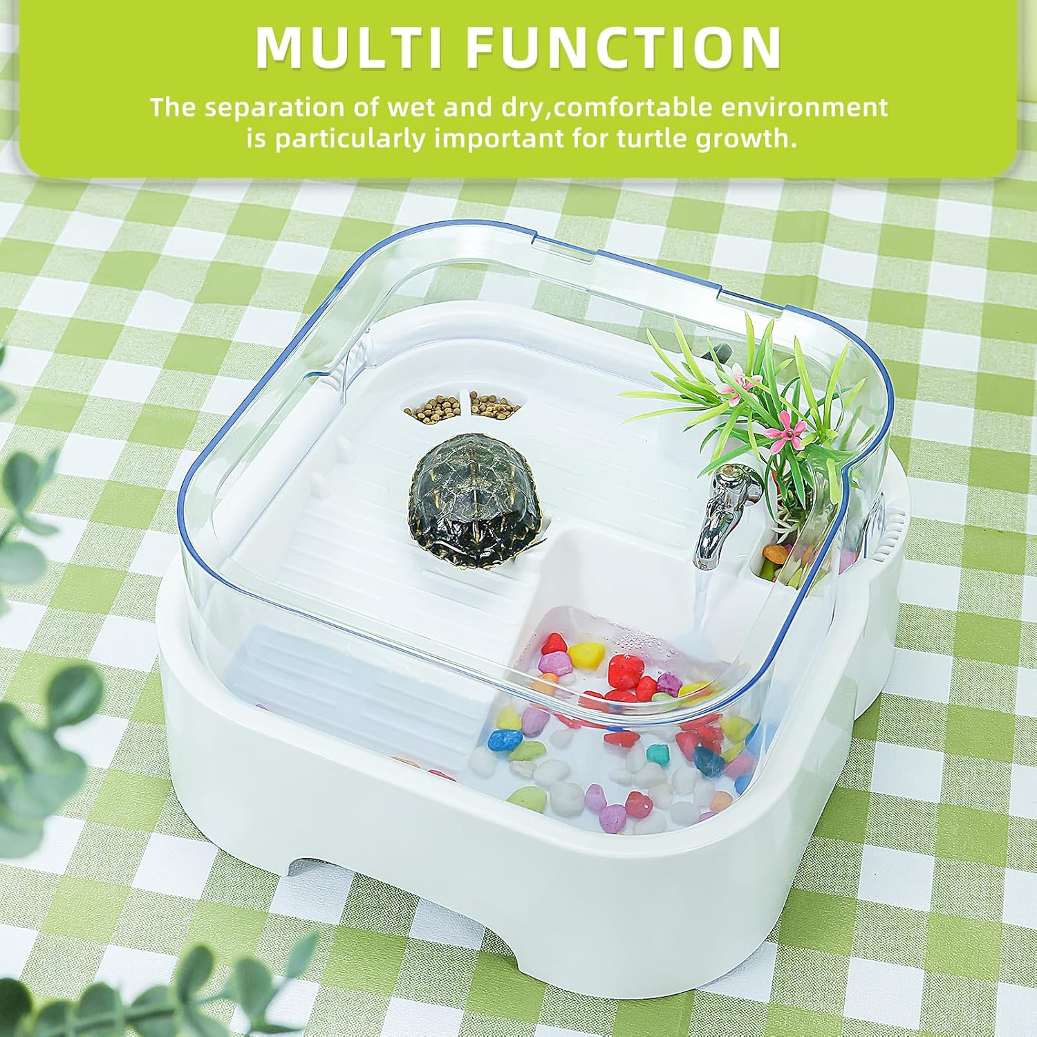 Terrarium Turtle Tank Kit with Basking Platform, Filter, and Water Pump K3627