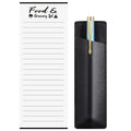 2 Pieces Magnetic List Set, Include Magnetic Back Funny Grocery List and Pen Holder, Notepad Funny Grocery List, Magnetic Refrigerator Notepad PU Leather Marker Pouch for Refrigerator Whiteboard Home