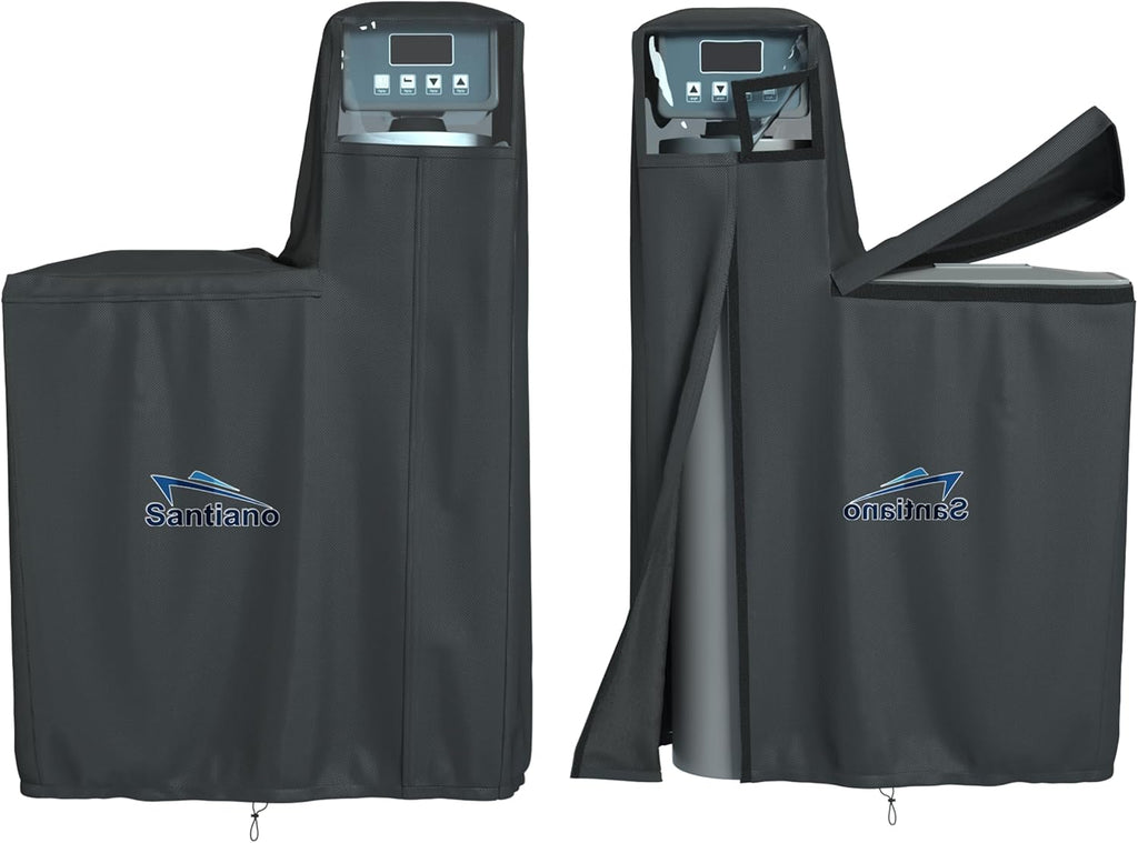 Santiano Water Softener Cover - All-Season Use,900D waterproof Oxford，Transparent Window Design,Dustproof, Waterproof, Sun Protection,Shield Your Outdoor Water Softener!(64x40x16 Inches, Black) .