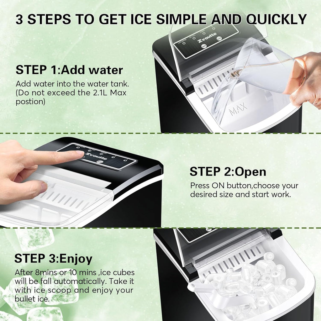 Portable Countertop Ice Maker Machine with Self-Cleaning, Ice Scoop and Basket, Black A423784