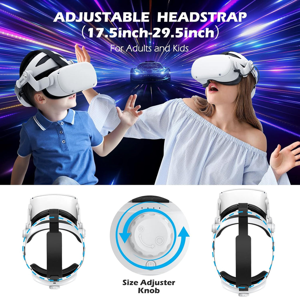 YOGES Battery Head Strap for Meta Quest 2, Adjustable Rechargeable VR Headset Accessory X30182